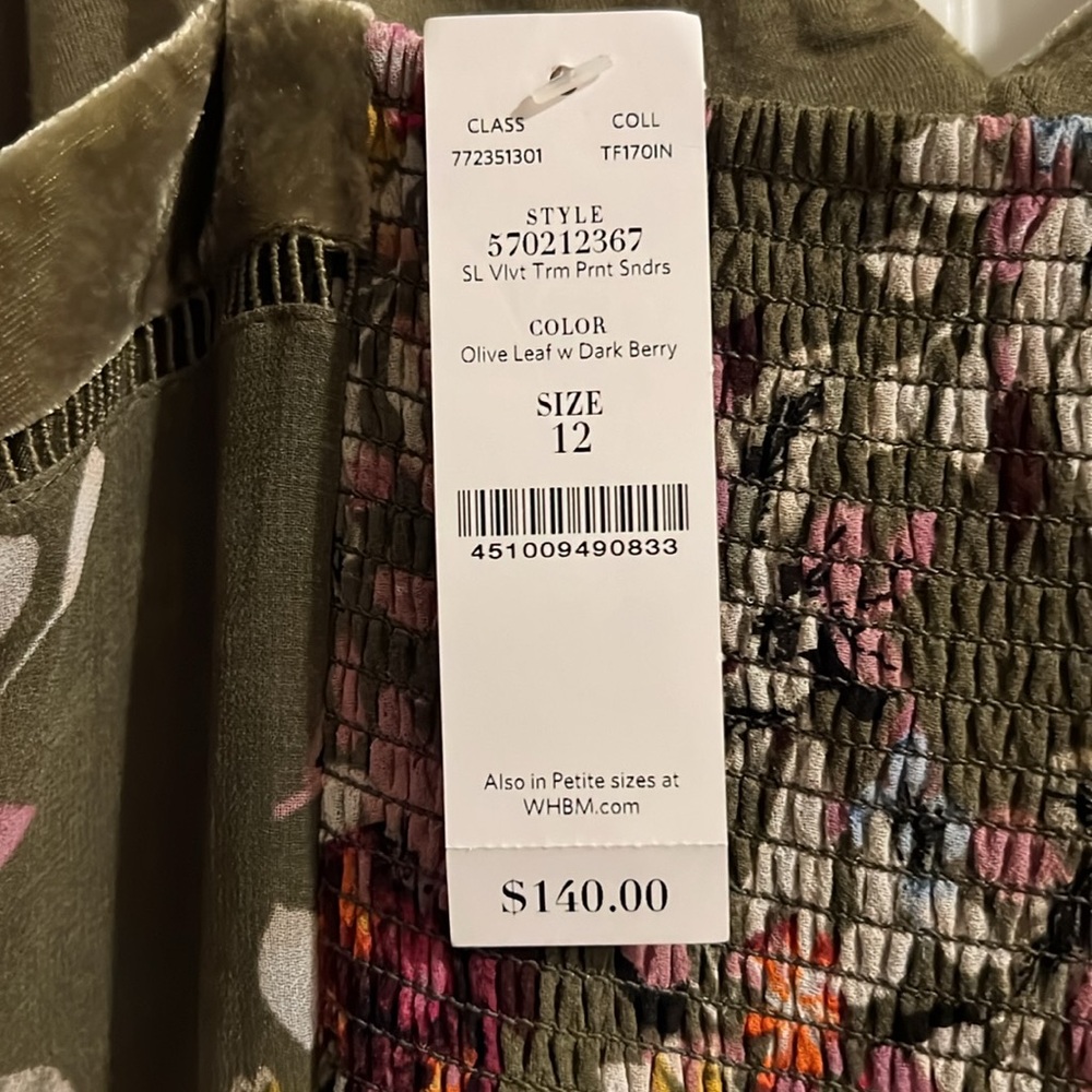 NWT Sz 12 Sundress olive green background with floral print - Picture 5 of 5